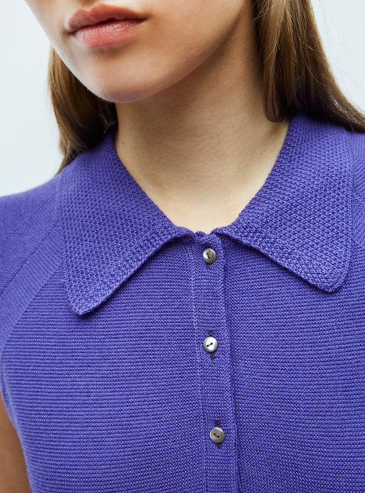 molli top with small moss-stitch collar