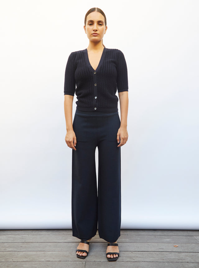 pantalon taille haute maille jersey - Image principale