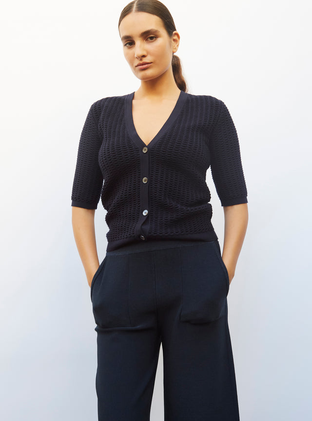 pantalon taille haute maille jersey - Image principale