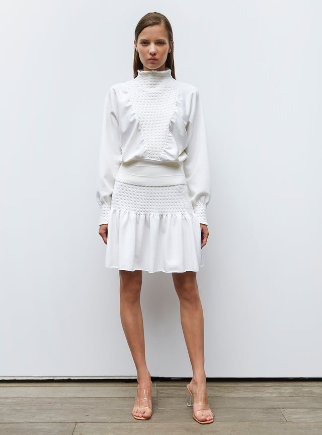short skirt in smocked knit - Image principale