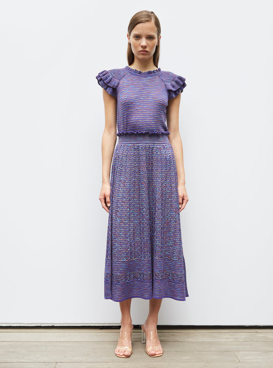 knit top with marbleized effect