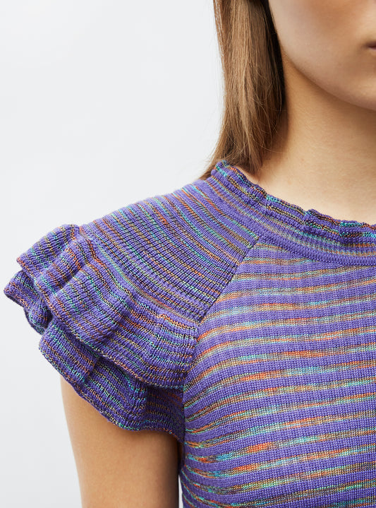 knit top with marbleized effect