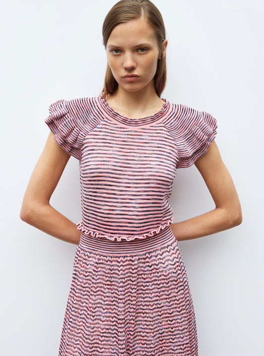 knit top with marbleized effect