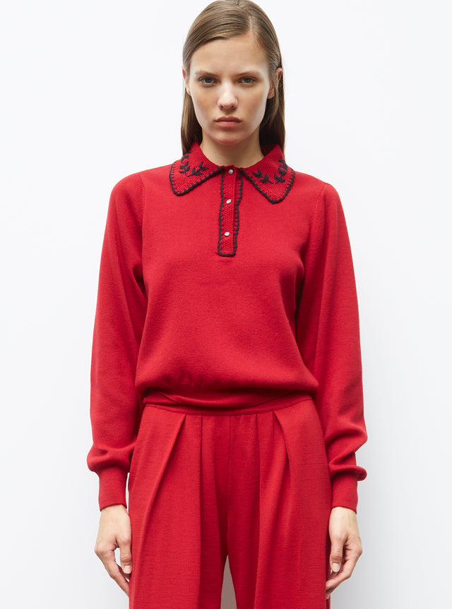 chemise maille brodée main - Image principale