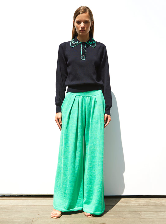 Molli hand-embroidered knit shirt