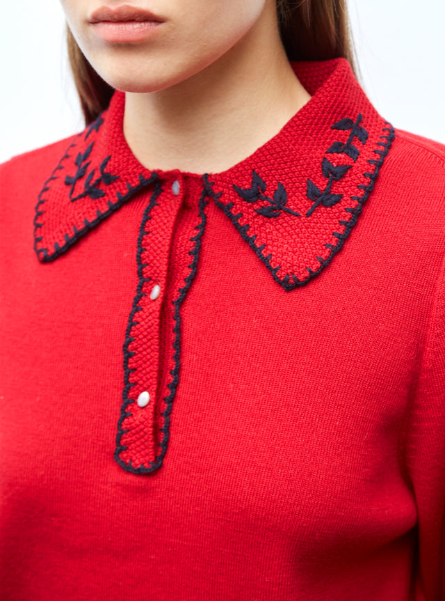 chemise maille brodée main - Image principale