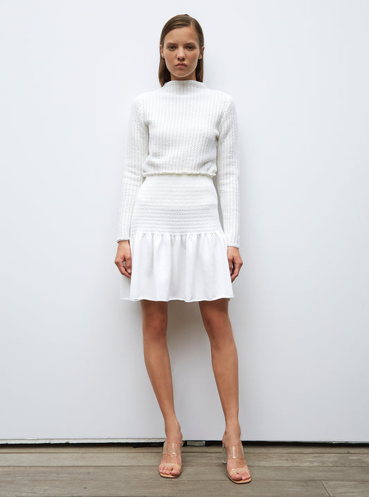 straight top in smocked knit