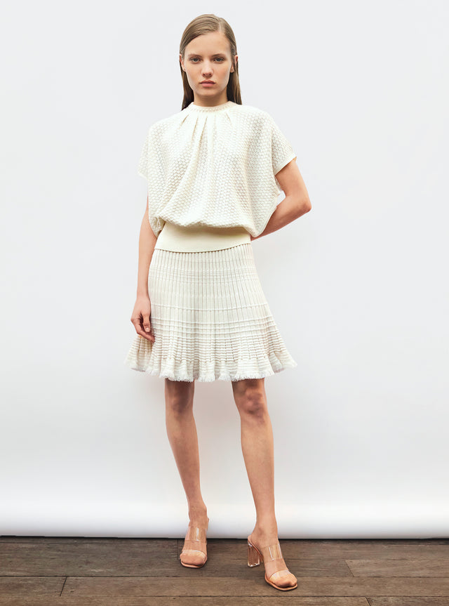 wide top in pointelle knit - Image principale
