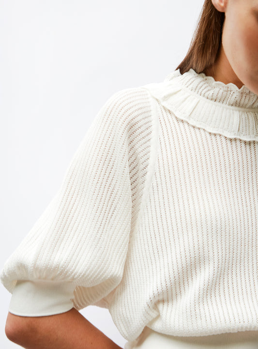 Molli top with collar in openworked knit