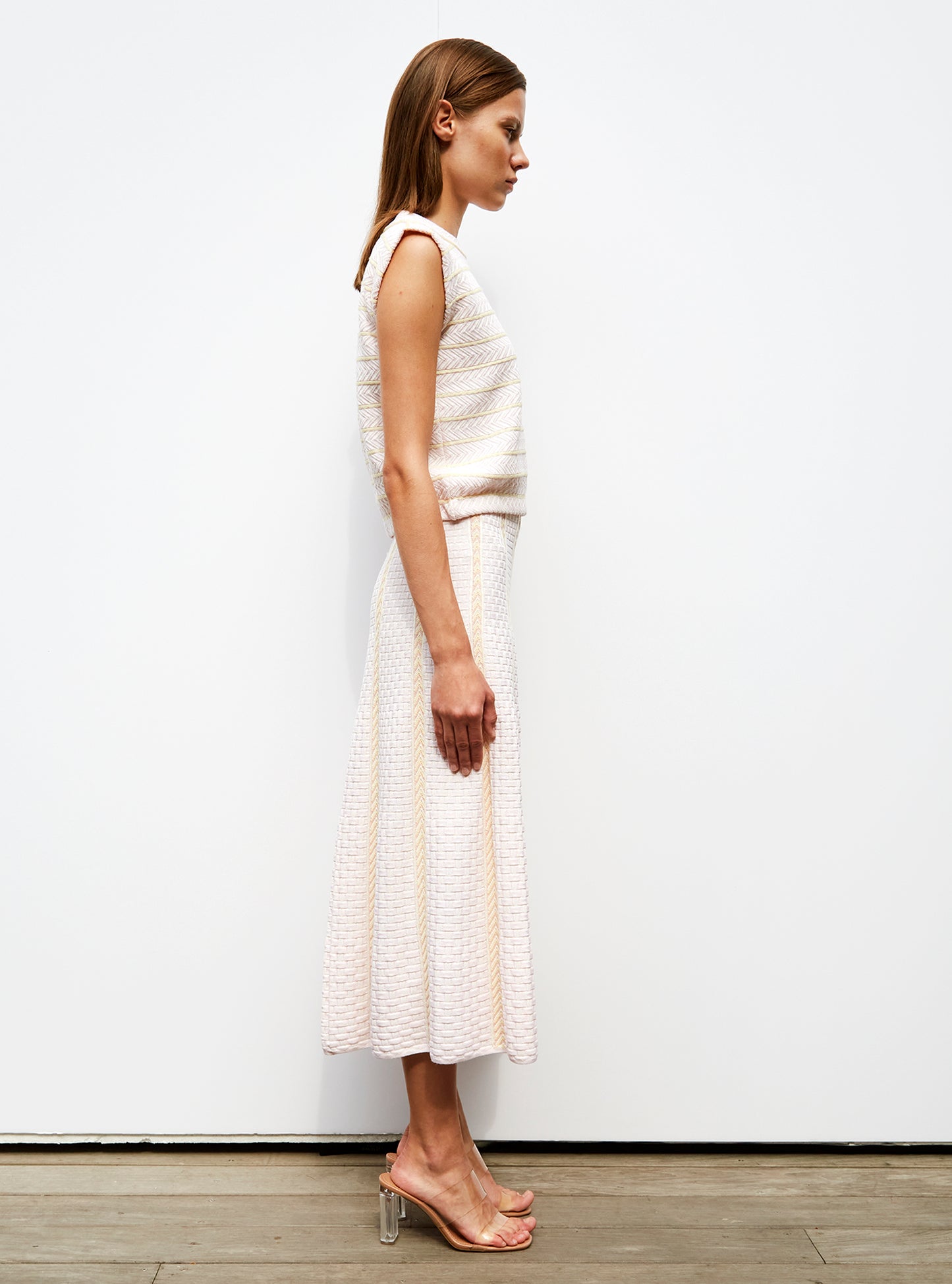 Jupes de luxe femme - Jupe en maille panier tressé