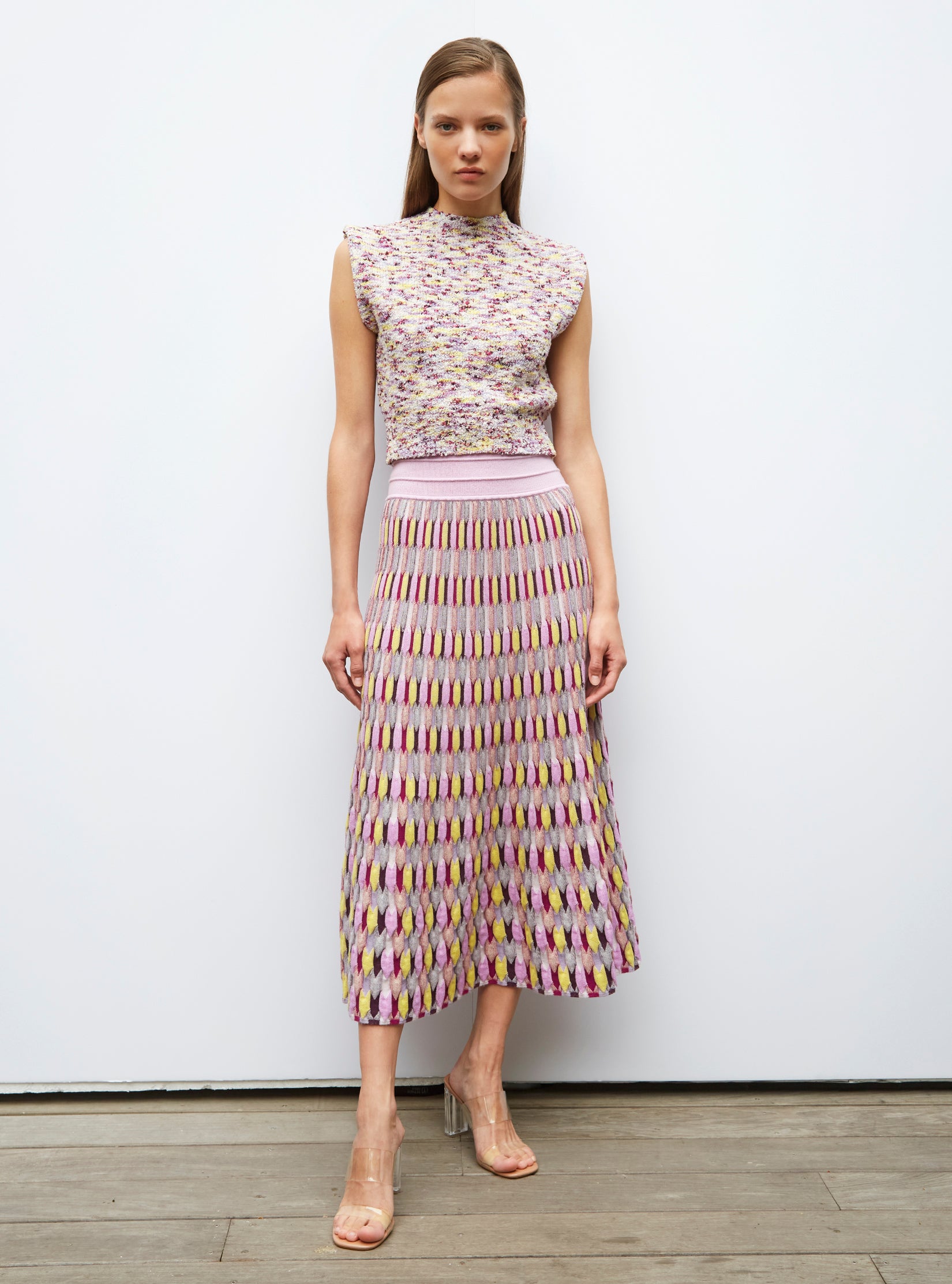 Jupes de luxe femme -Jupe en maille zellige multicolore