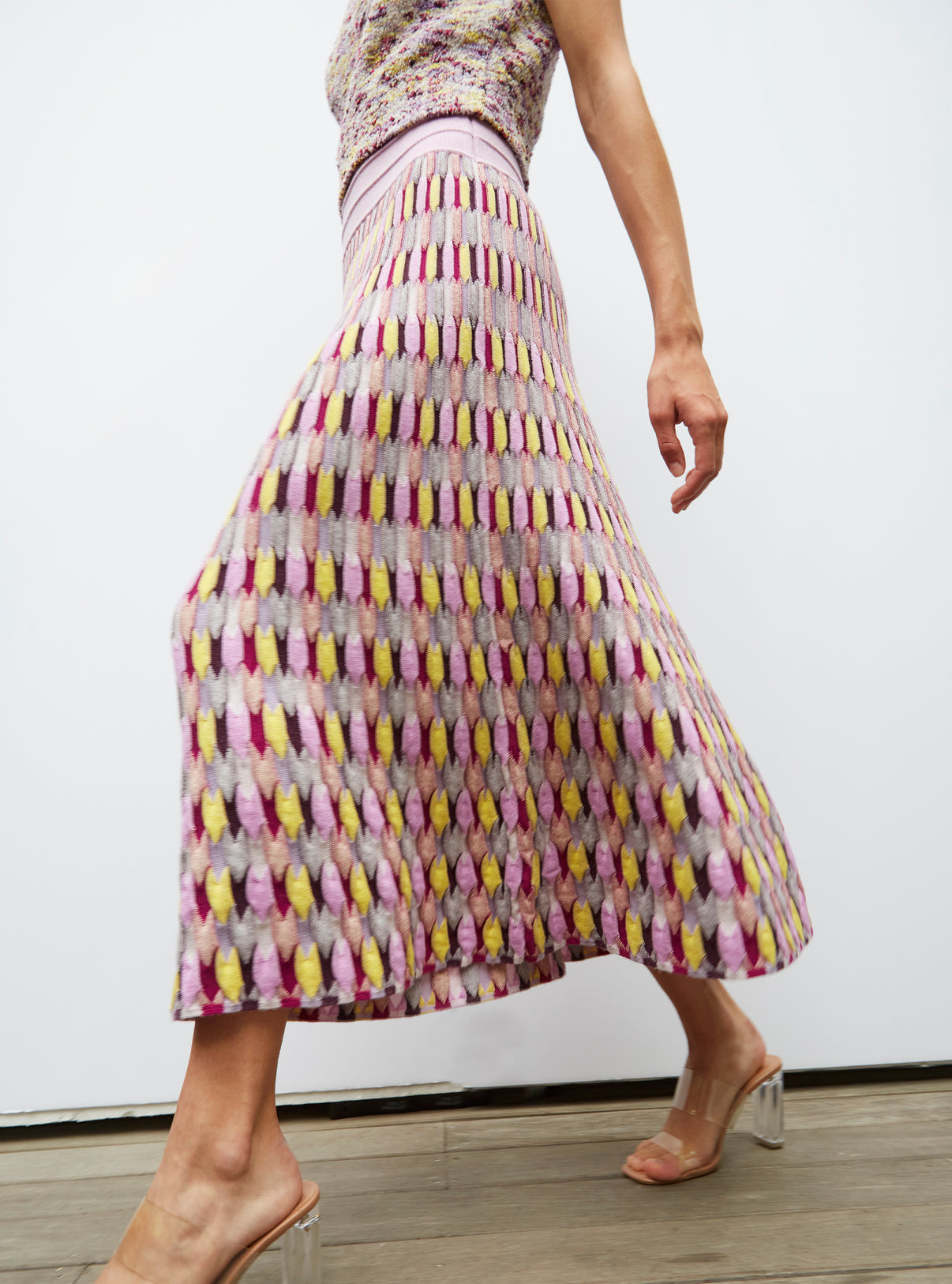 Jupe en maille zellige multicolore - Vêtement en maille de luxe Molli