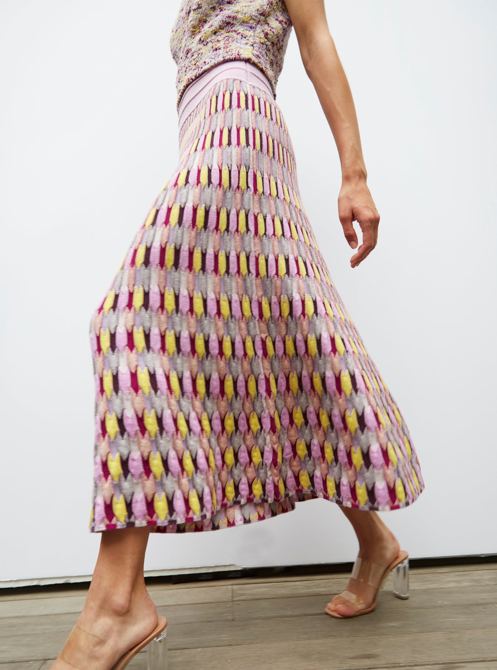 Jupe en maille zellige multicolore - Vêtement en maille de luxe Molli