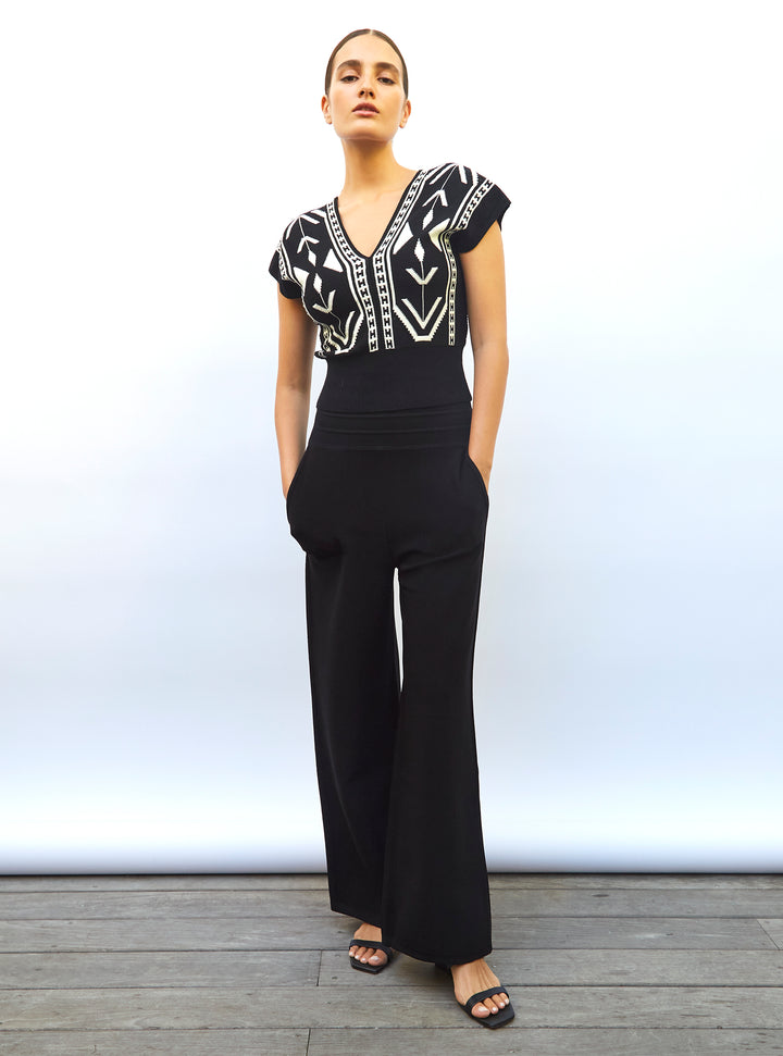 Robe One Shoulder Airfield En Maille Noir Et Blanc - Taille ~38-42, Midi, Chic Pour Soirée