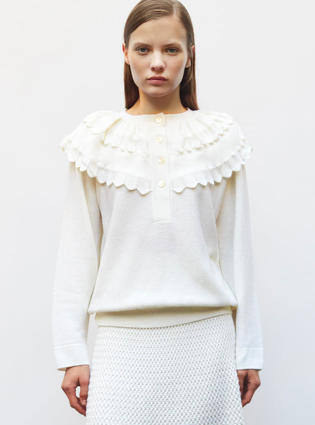 blouse en maille à maxi col - Image principale