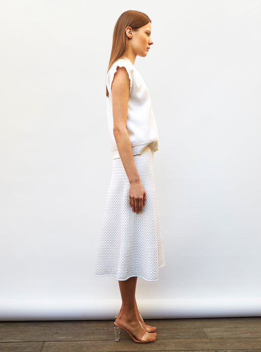 mid-length skirt in smocked knit