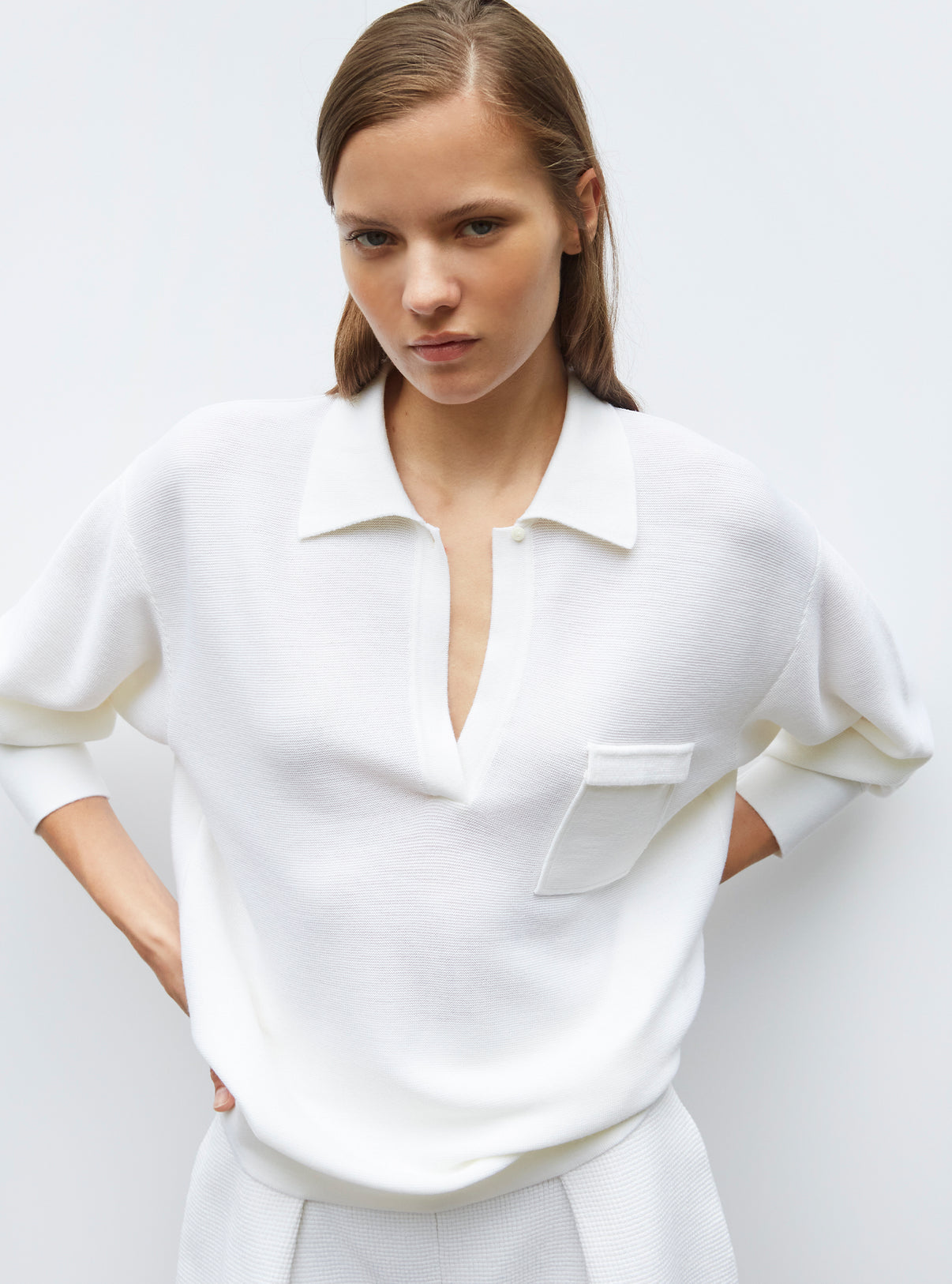 Chemise en maille col gansé - Vêtement en maille de luxe Molli