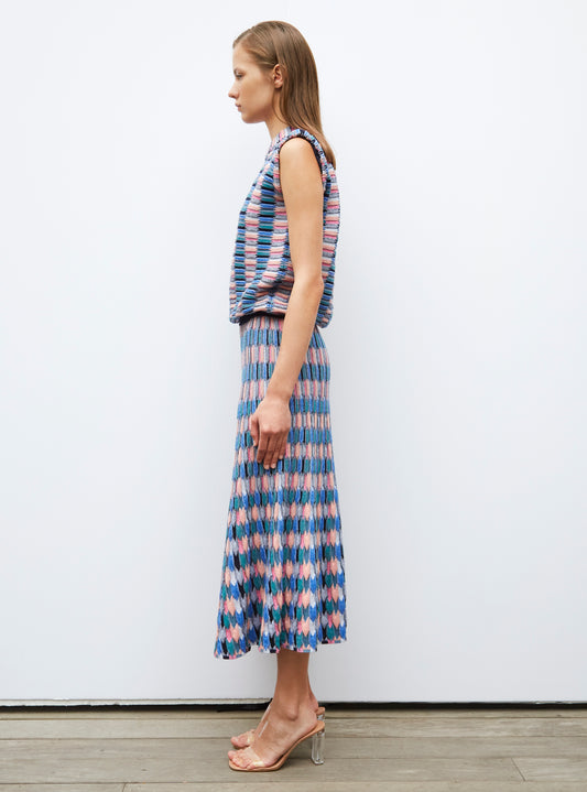 multicolored zellige knit skirt