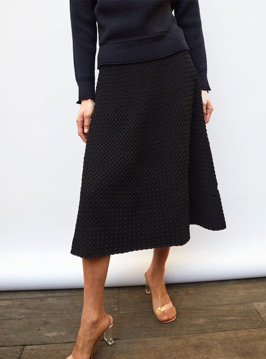 molli smocked knit mid-length skirt