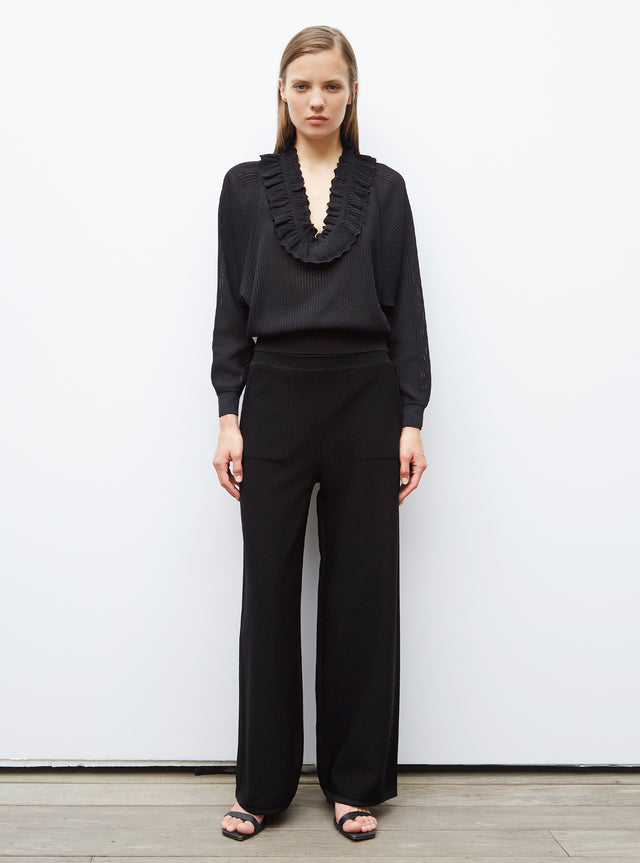 v-necked top in an openwork knit - Image principale