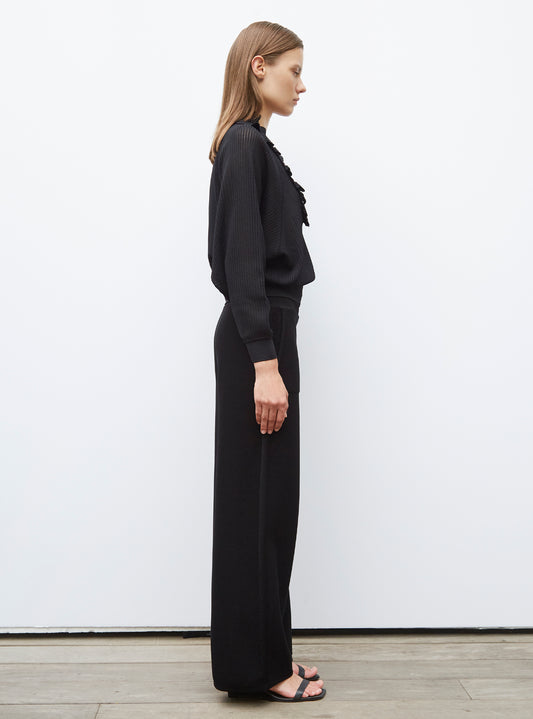 v-necked top in an openwork knit