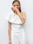 Tops de luxe femme - One shoulder en maille smockée