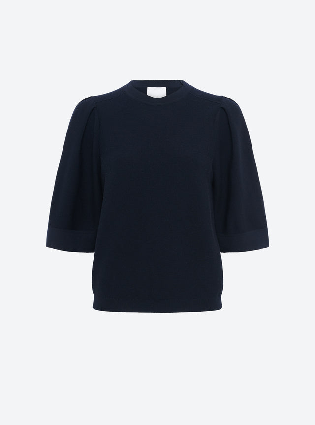 Pleated elbow-length sleeved knit top - Image principale
