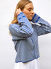 Chemise de luxe femme - Chemise maille fines rayures Majorelle-Naturel