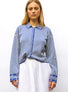 Chemise de luxe femme - Chemise maille fines rayures Majorelle-Naturel
