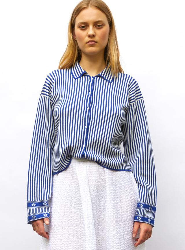 knit shirt with thin stripes - Image principale