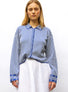 Chemise de luxe femme - Chemise maille fines rayures Majorelle-Naturel