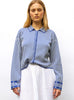 Chemise de luxe femme - Chemise maille fines rayures Majorelle-Naturel