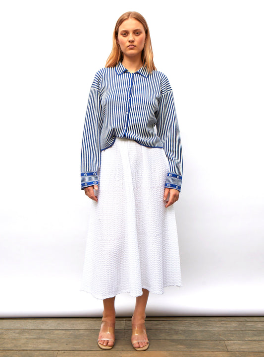knit shirt with thin stripes