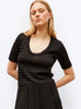 Top maille organza Noir Profond - Vêtement en maille de luxe Molli