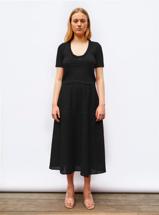 Jupe légère maille organza Noir Profond - Vêtement en maille de luxe Molli