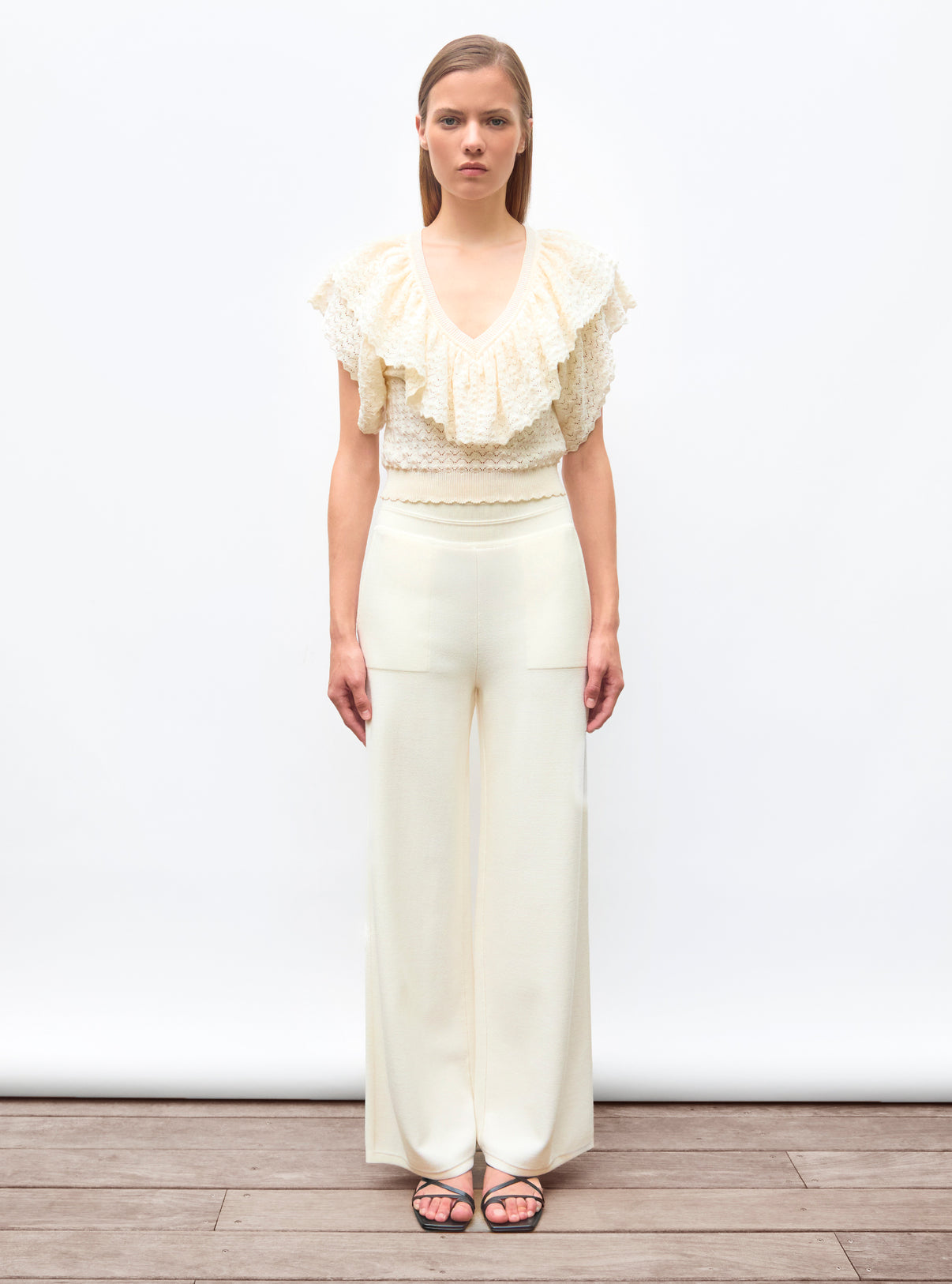 Pantalon taille haute maille jersey - Vêtement de luxe femme