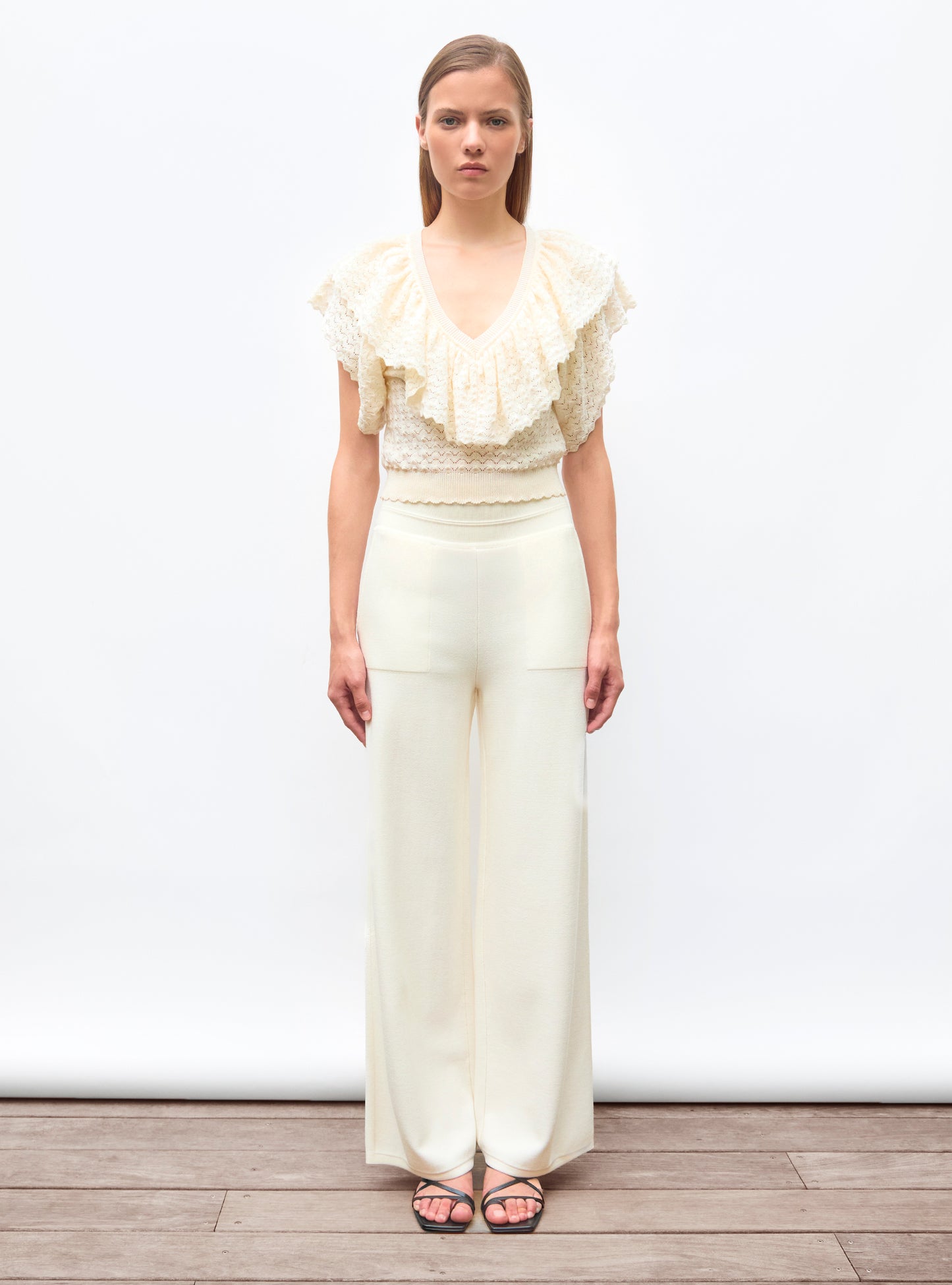 Pantalon taille haute maille jersey - Vêtement de luxe femme