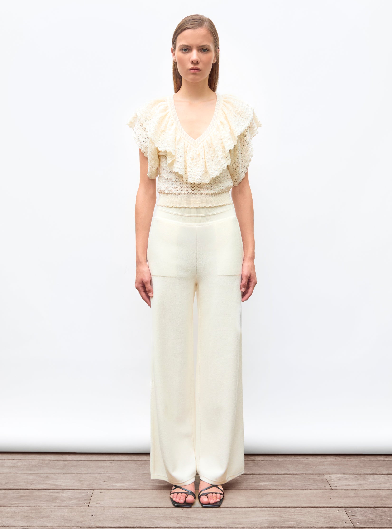 Pantalon taille haute maille jersey - Vêtement de luxe femme