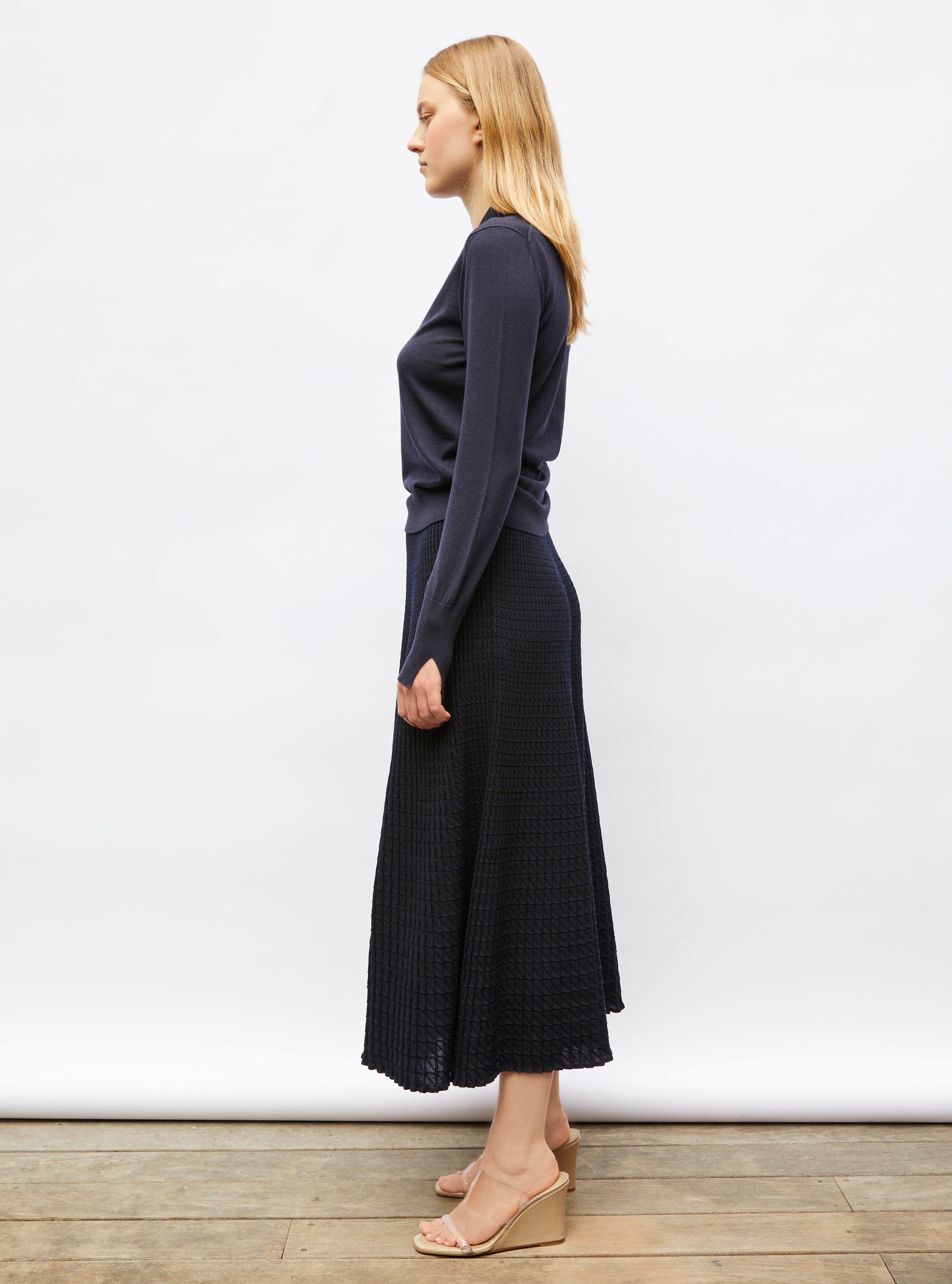 Polo fin en jersey soyeux molli Nuit - Top de luxe
