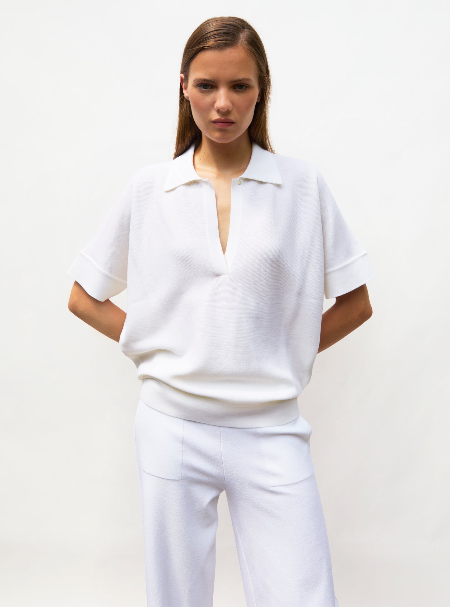 wide top with polo shirt collar