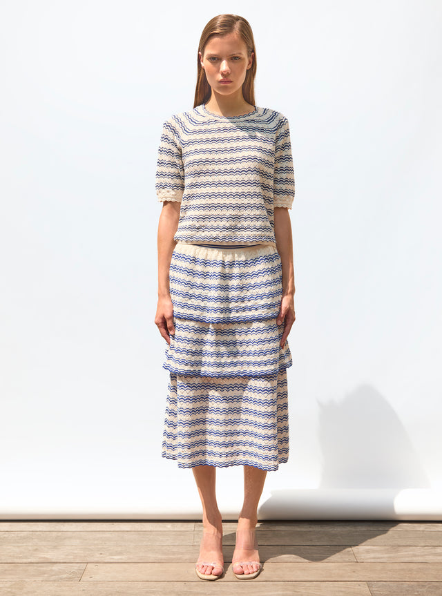 elbow-length-sleeved top in a pointelle knit - Image principale