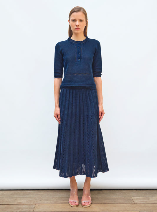 top in a delicate crochet knit
