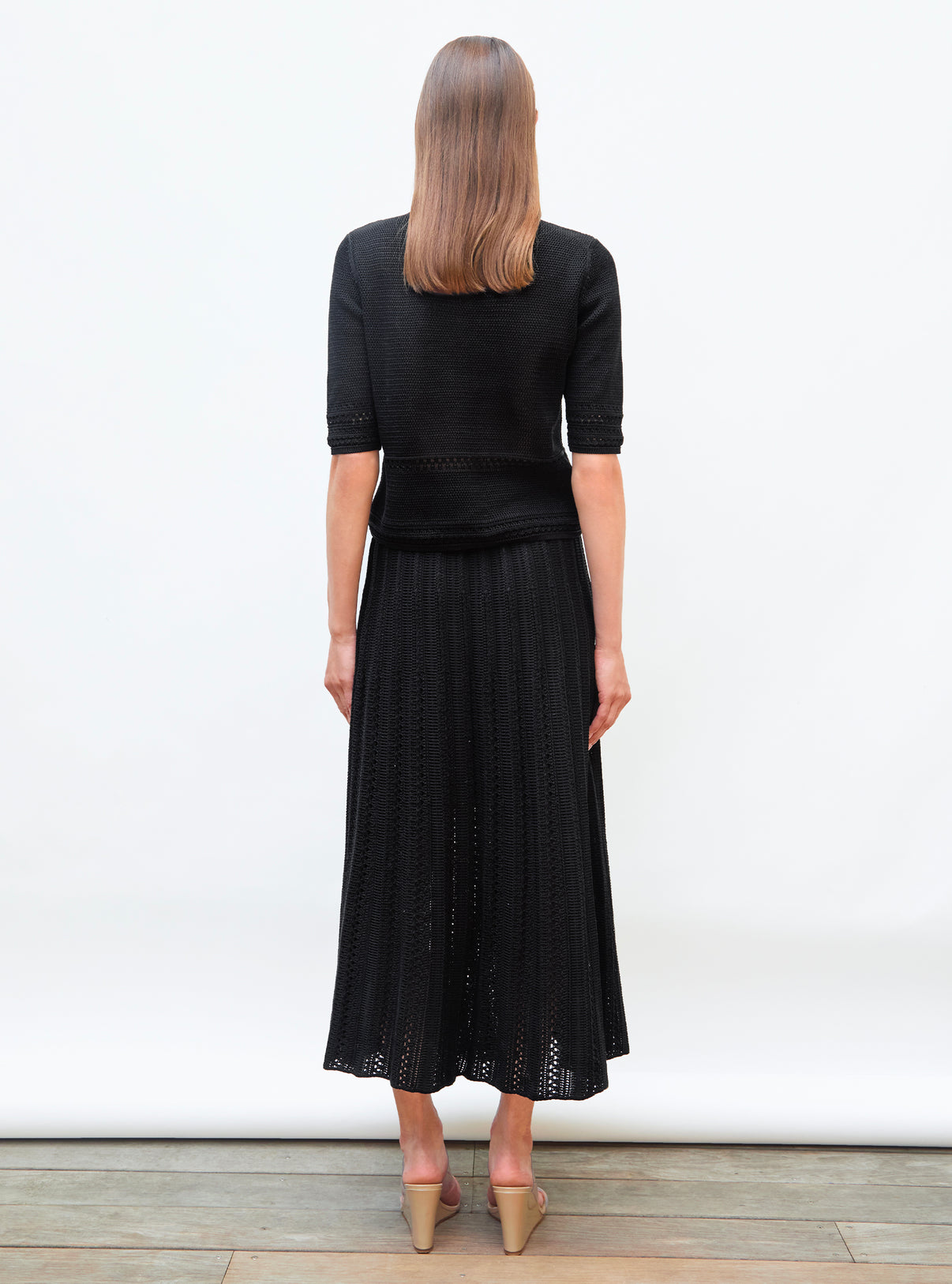 Jupe longue en maille guipure - Vêtement de luxe femme