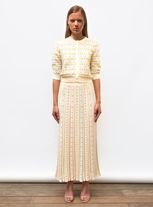 knit cardigan with herbarium motifs