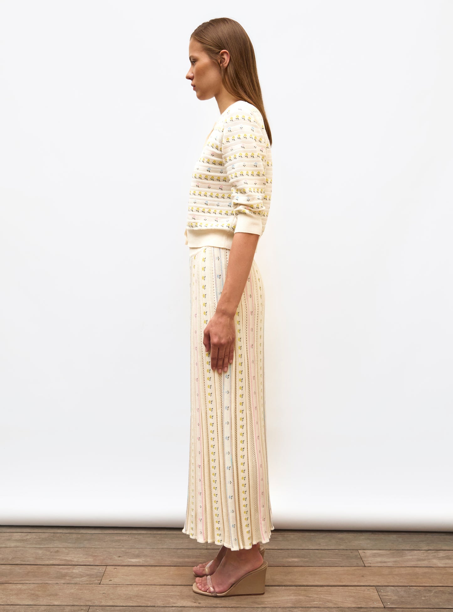 knit cardigan with herbarium motifs
