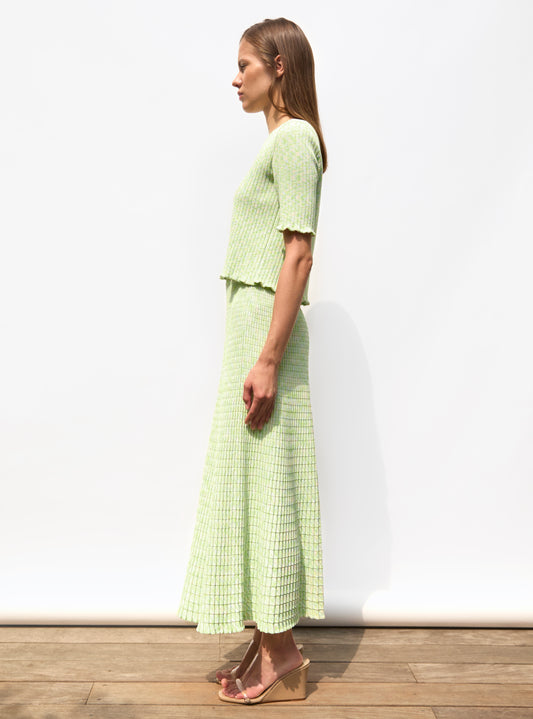 fluid skirt in an origami knit 