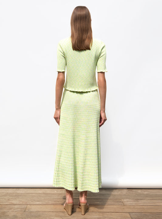 fluid skirt in an origami knit 