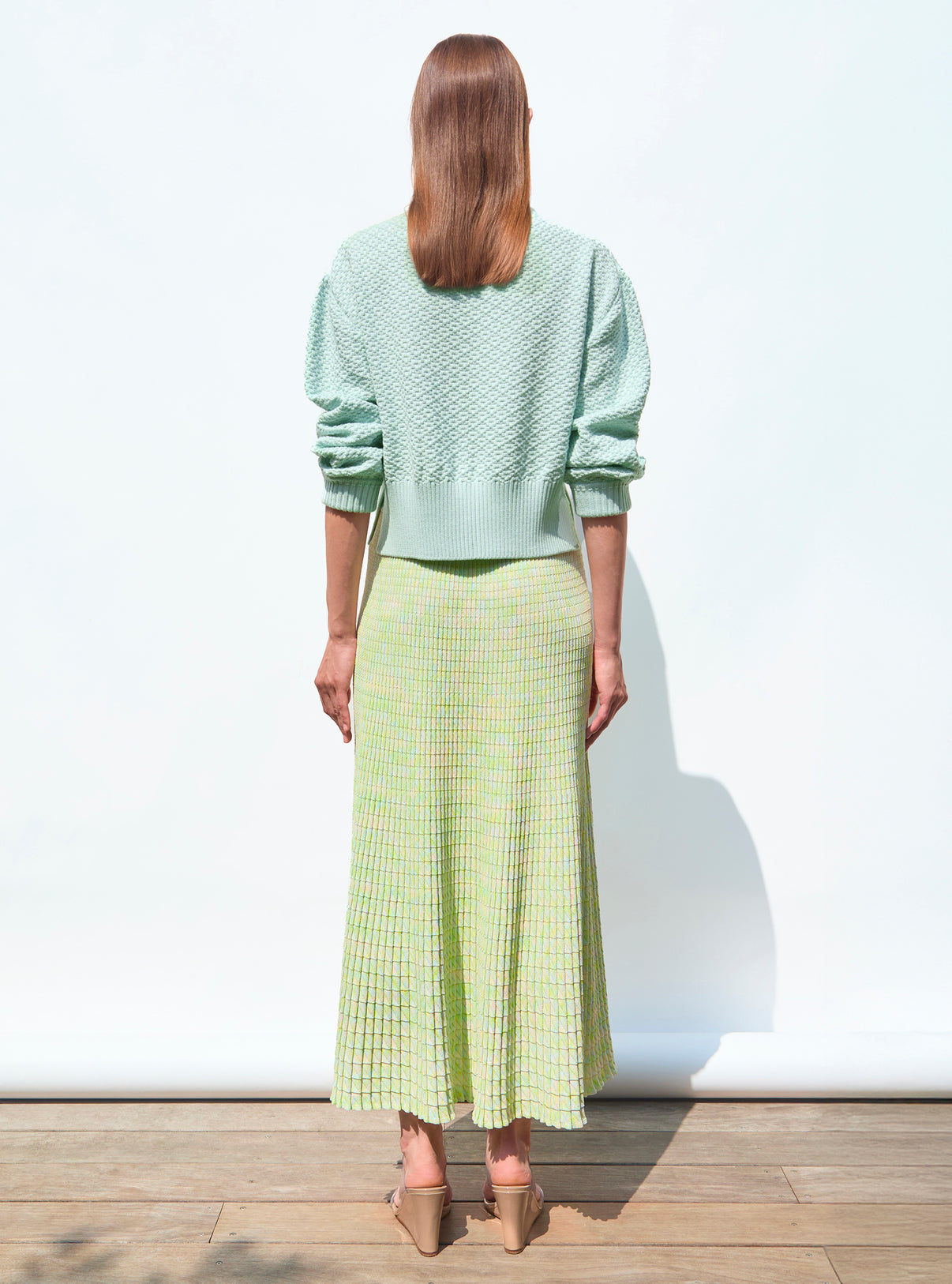Pull court maille damier Jade - Pull de luxe 