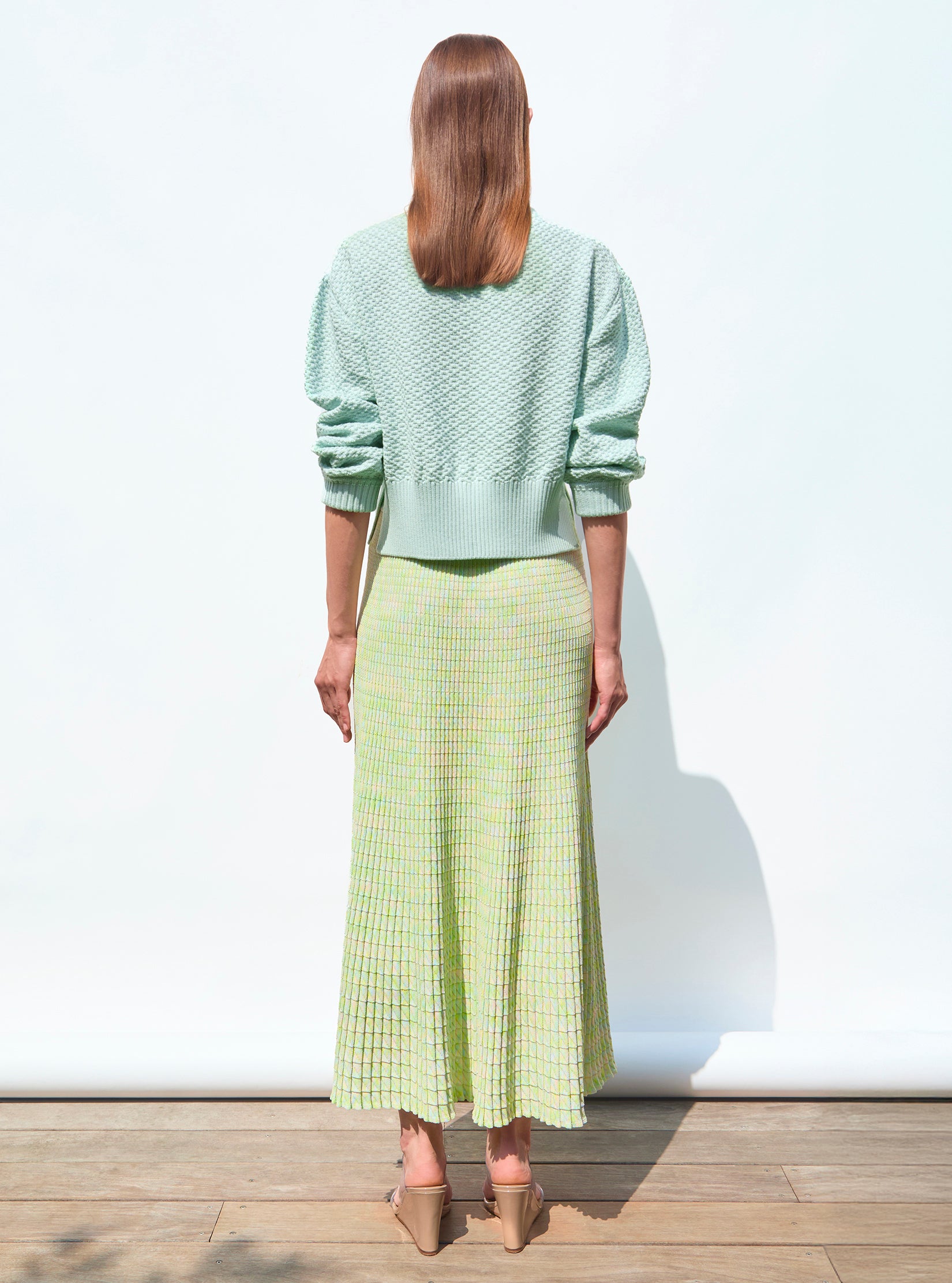 Pull court maille damier Jade - Pull de luxe 