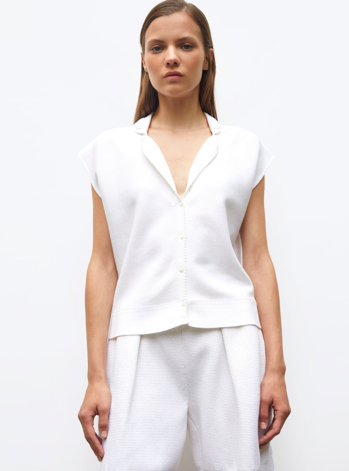 Top petit col chemise Milk - Molli